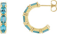 14K Gold Oval Natural Blue Zircon Accented Hoop Earrings - Yellow Gold