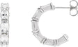 Platinum Oval Natural White Sapphire Accented Hoop Earrings