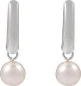 14K Gold Cultured White Freshwater Pearl Pearl Earrings – 5.5-8mm Stones - White Gold - view 2