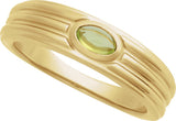 14K Gold Oval Natural Peridot Cabochon Ring – 5x3mm - Yellow Gold - view 4