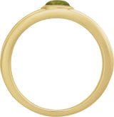 14K Gold Oval Natural Peridot Cabochon Ring – 5x3mm - Yellow Gold - view 2