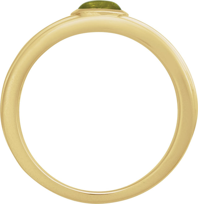 14K Gold Oval Natural Peridot Cabochon Ring – 5x3mm - Yellow Gold - view 2