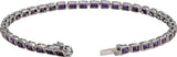 14K Gold Emerald Natural Amethyst Bezel-Set Line Bracelet - White Gold - view 2