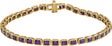 14K Gold Emerald Natural Amethyst Bezel-Set Line Bracelet - Yellow Gold