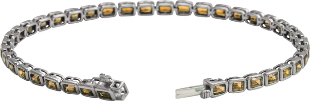 14K Gold Emerald Natural Citrine Bezel-Set Line Bracelet - White Gold - view 2