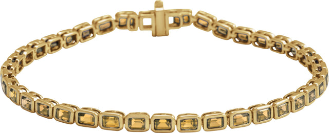14K Gold Emerald Natural Citrine Bezel-Set Line Bracelet - Yellow Gold