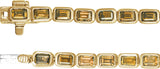 14K Gold Emerald Natural Citrine Bezel-Set Line Bracelet - Yellow Gold - view 3