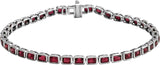 14K Gold Emerald Natural Mozambique Garnet Bezel-Set Line Bracelet - White Gold