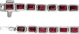 14K Gold Emerald Natural Mozambique Garnet Bezel-Set Line Bracelet - White Gold - view 3