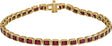 14K Gold Emerald Natural Mozambique Garnet Bezel-Set Line Bracelet - Yellow Gold