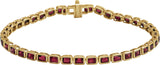 14K Gold Emerald Natural Mozambique Garnet Bezel-Set Line Bracelet - Yellow Gold