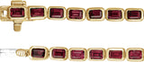 14K Gold Emerald Natural Mozambique Garnet Bezel-Set Line Bracelet - Yellow Gold - view 3