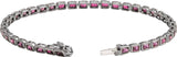 14K Gold Emerald Natural Pink Tourmaline Bezel-Set Line Bracelet - White Gold - view 2