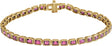 14K Gold Emerald Natural Pink Tourmaline Bezel-Set Line Bracelet - Yellow Gold