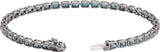 14K Gold Emerald Natural Sky Blue Topaz Bezel-Set Line Bracelet - White Gold - view 2