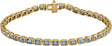 14K Gold Emerald Natural Sky Blue Topaz Bezel-Set Line Bracelet - Yellow Gold