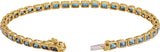 14K Gold Emerald Natural Sky Blue Topaz Bezel-Set Line Bracelet - Yellow Gold - view 2