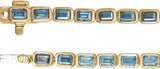 14K Gold Emerald Natural Sky Blue Topaz Bezel-Set Line Bracelet - Yellow Gold - view 3