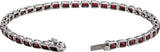 14K Gold Emerald Natural Mozambique Garnet Bezel-Set Line Bracelet - White Gold - view 2