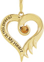 14K Gold Round Natural Citrine I'll Hold You In My Heart Pendant - Yellow Gold