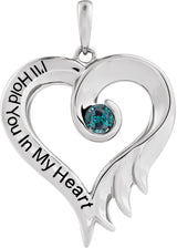 14K Gold Round Lab-Grown Alexandrite I'll Hold You In My Heart Pendant - White Gold