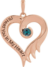 14K Gold Round Lab-Grown Alexandrite I'll Hold You In My Heart Pendant - Rose Gold