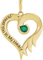 14K Gold Round Lab-Grown Emerald I'll Hold You In My Heart Pendant - Yellow Gold