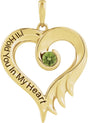 14K Gold Round Natural Peridot I'll Hold You In My Heart Pendant - Yellow Gold
