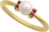 14K Gold Cultured Freshwater Pearl & Natural Pink Tourmaline Accented Pearl Ring - view 4