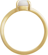 14K Gold Round Natural White Opal Cabochon Ring – 8x6mm - Yellow Gold - view 2