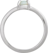 Platinum Round Natural White Opal Cabochon Ring – 8x6mm - view 2