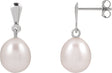 14K Gold Cultured White Freshwater Pearl Pearl Earrings - White Gold