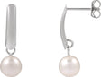 14K Gold Cultured White Freshwater Pearl Pearl Earrings – 5.5-8mm Stones - White Gold