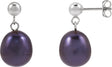 14K Gold Cultured Black Freshwater Pearl Pearl Earrings - White Gold