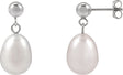 14K Gold Cultured White Freshwater Pearl Pearl Earrings – 8mm Stones - White Gold