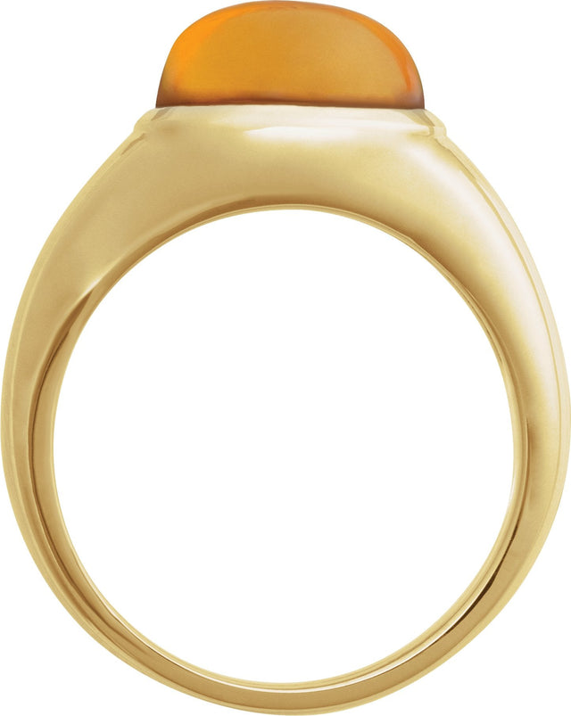 14K Gold Oval Natural Citrine Bezel-Set Cabochon Ring - Yellow Gold - view 2