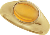 14K Gold Oval Natural Citrine Bezel-Set Cabochon Ring - Yellow Gold - view 4