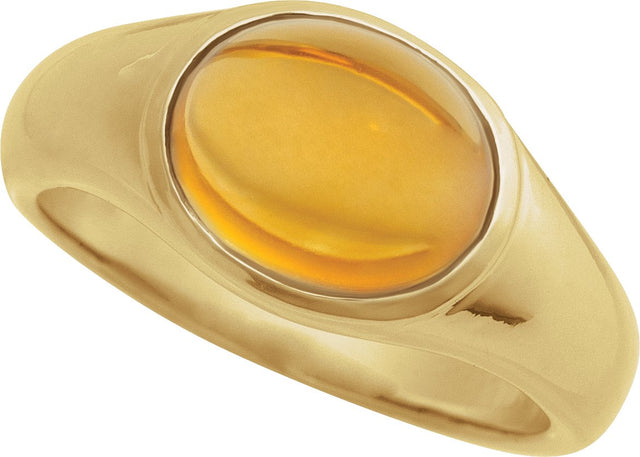 14K Gold Oval Natural Citrine Bezel-Set Cabochon Ring - Yellow Gold - view 4