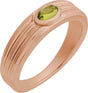 14K Gold Oval Natural Peridot Cabochon Ring – 5x3mm - Rose Gold