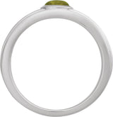 Platinum Oval Natural Peridot Cabochon Ring - view 2