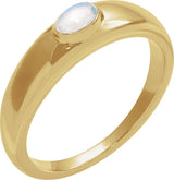 14K Gold Oval Natural Rainbow Moonstone Cabochon Ring – 5-7mm Stones - Yellow Gold