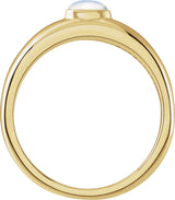 14K Gold Oval Natural Rainbow Moonstone Cabochon Ring – 5-7mm Stones - Yellow Gold - view 2