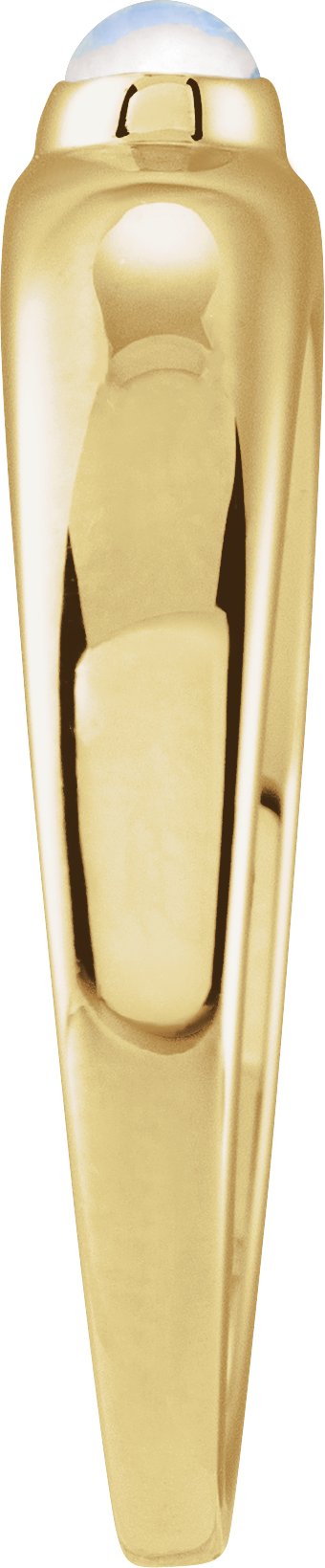 14K Gold Oval Natural Rainbow Moonstone Cabochon Ring – 5-7mm Stones - Yellow Gold - view 3