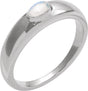 Platinum Oval Natural Rainbow Moonstone Cabochon Ring – 5-7mm Stones