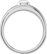 Platinum Oval Natural Rainbow Moonstone Cabochon Ring – 5-7mm Stones - view 2