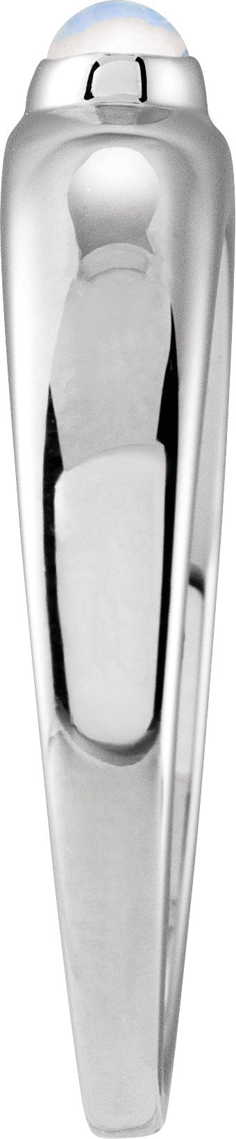 14K Gold Oval Natural Rainbow Moonstone Cabochon Ring – 5-7mm Stones - White Gold - view 3