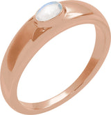 14K Gold Oval Natural Rainbow Moonstone Cabochon Ring – 5-7mm Stones - Rose Gold