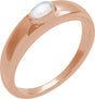14K Gold Oval Natural Rainbow Moonstone Cabochon Ring – 5-7mm Stones - Rose Gold