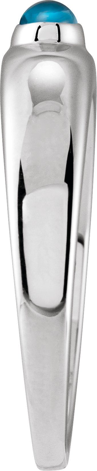 14K Gold Oval Natural London Blue Topaz Cabochon Ring – 7x5mm - White Gold - view 3