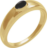 14K Gold Oval Natural Black Onyx Cabochon Ring – 7x5mm - Yellow Gold
